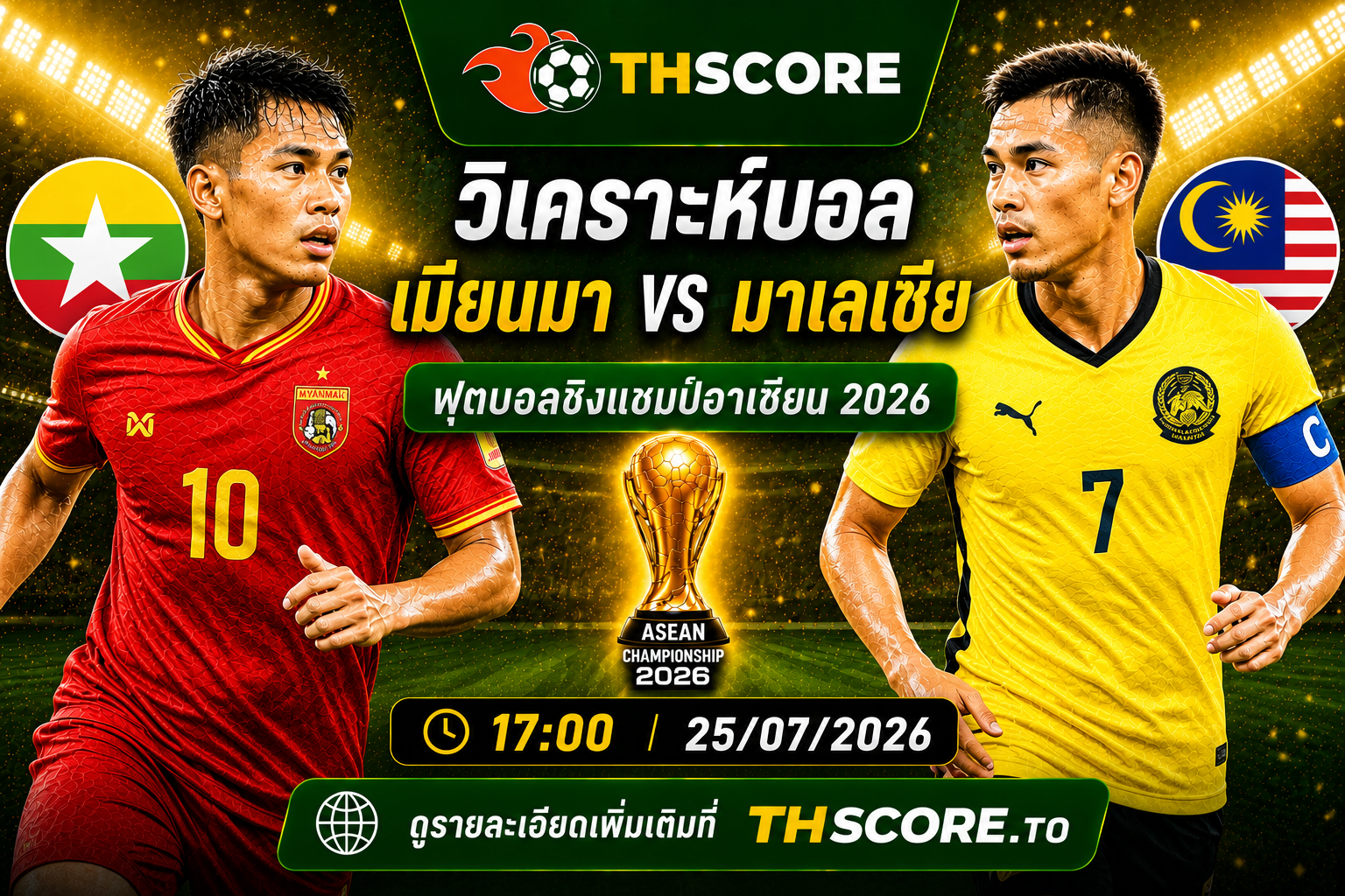 วิเคราะห์บอล เมียนมาร์ พบ มาเลเซีย 17.00 น. 25/07/2026 – อาเซียน แชมเปียนชิพ