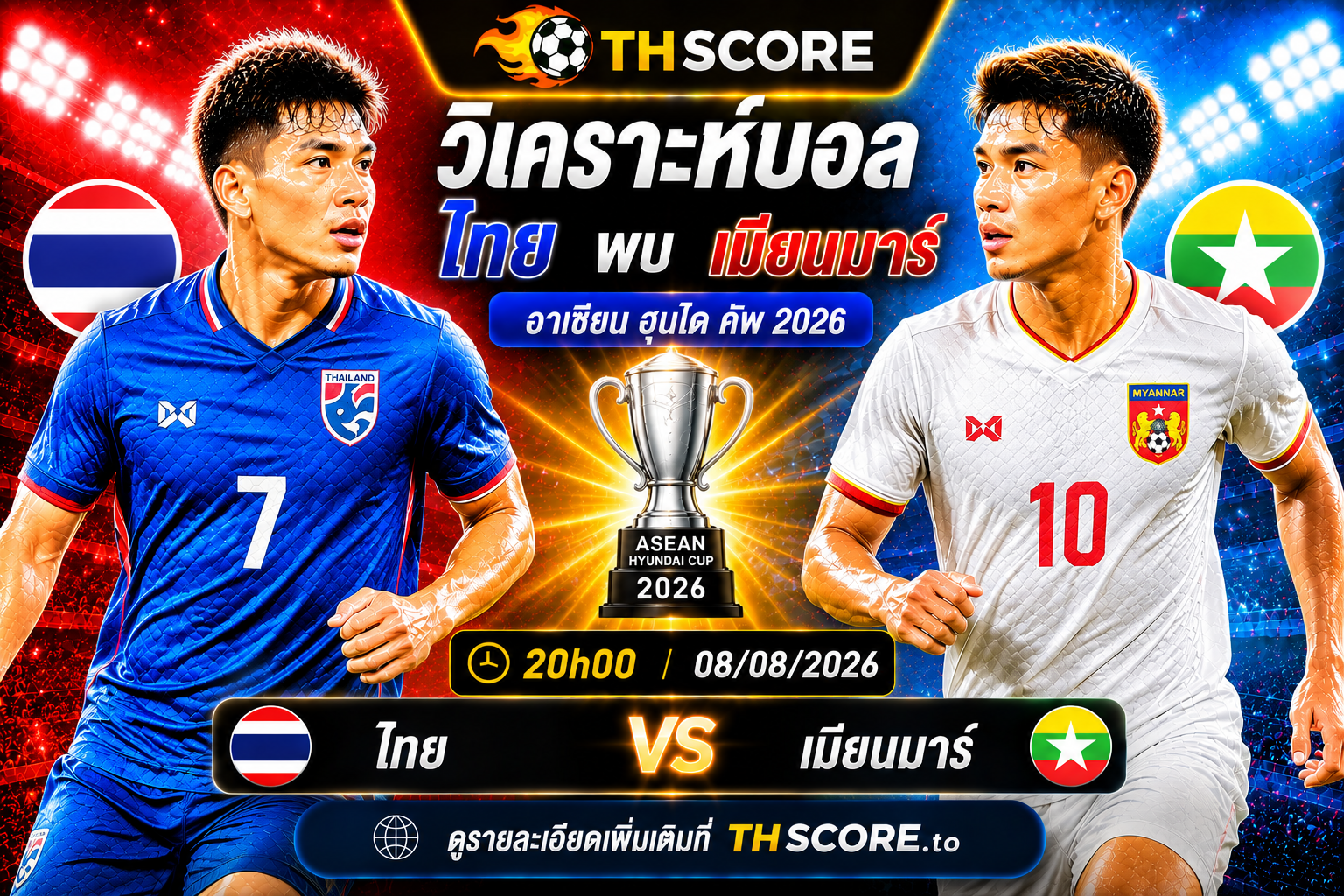 วิเคราะห์บอล ไทย พบ เมียนมาร์ 20h00 08/08 – อาเซียน ฮุนได คัพ 2026